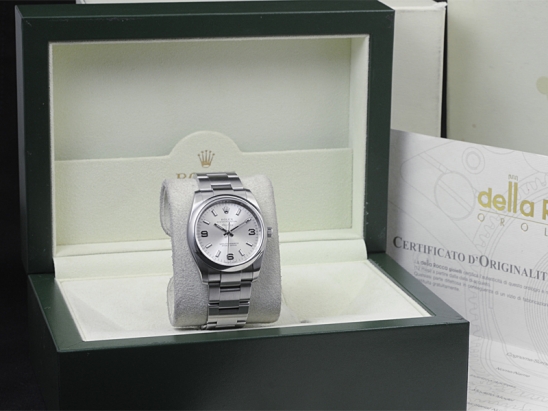 Rolex Air-King 34 Argento Oyster Silver Lining   Watch  114200 